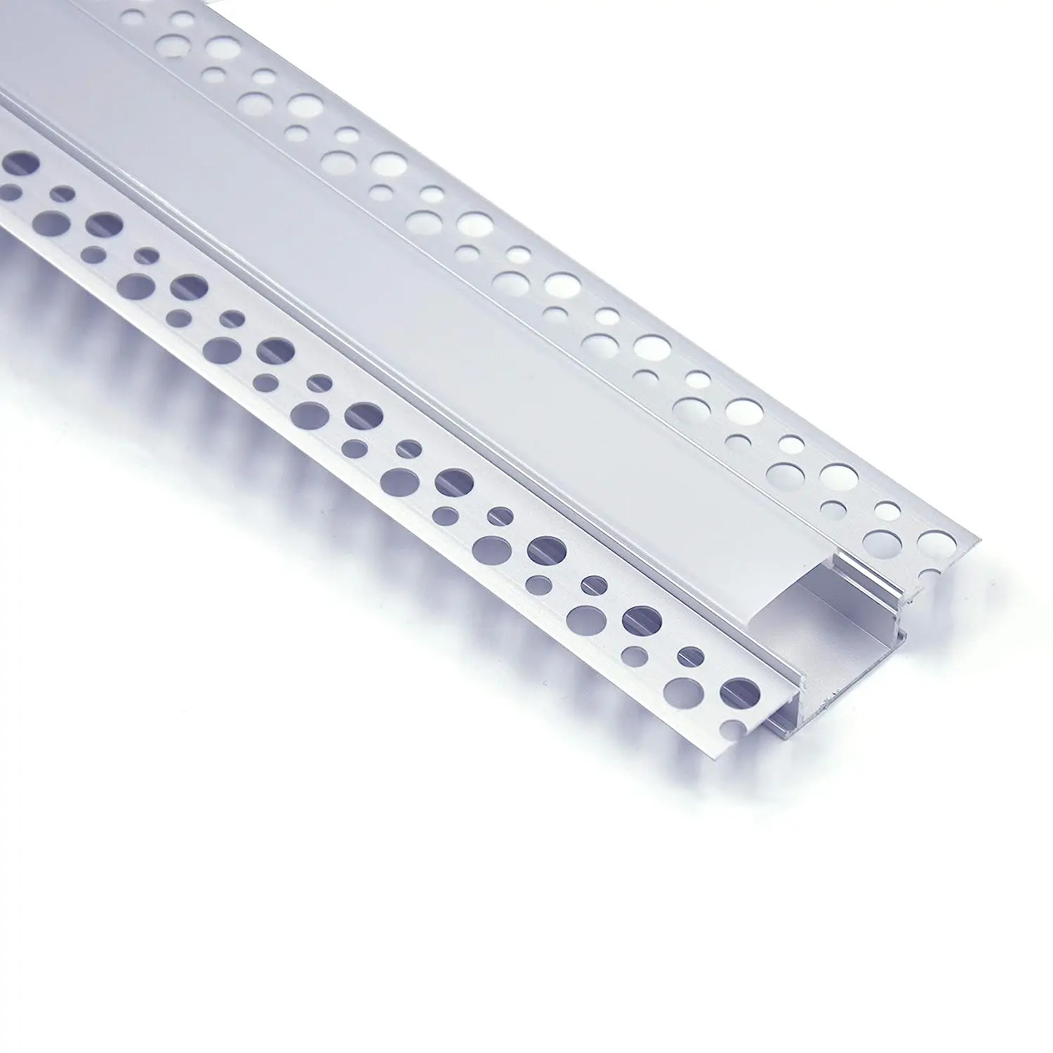 Plaster-in Recessed Standard LED Aluminum Channel with Flange for LED Strip, Aluminium LED Profile with Clip-in Diffuser