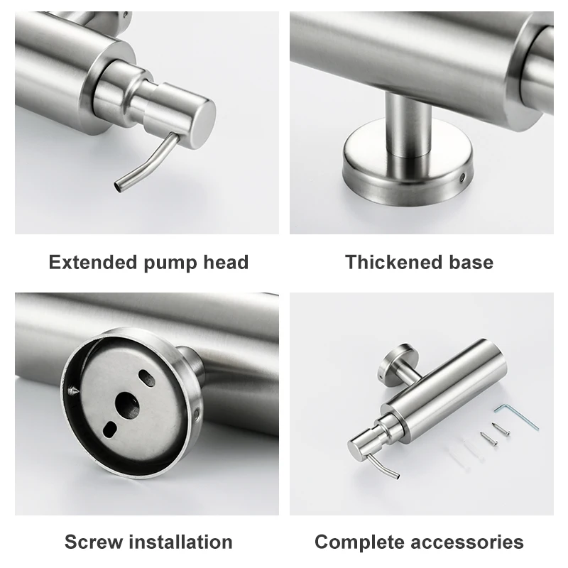 Wholesale Price 304 Stainless Steel Black Wall Mounted Liquid Soap Shampoo Dispenser for Toilet Bathroom