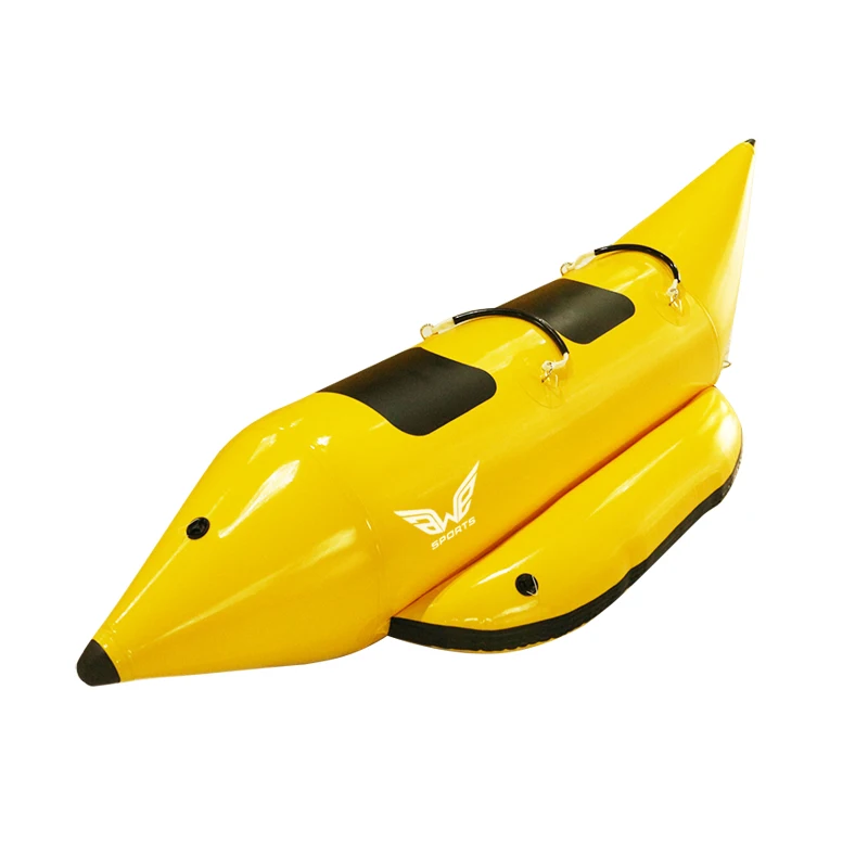 2 Persons Inflatable Towable Tube Inflatable PVC Towing  Banana Boat  Tube with Reinforced Seat and Foot Areas for Sea Lake