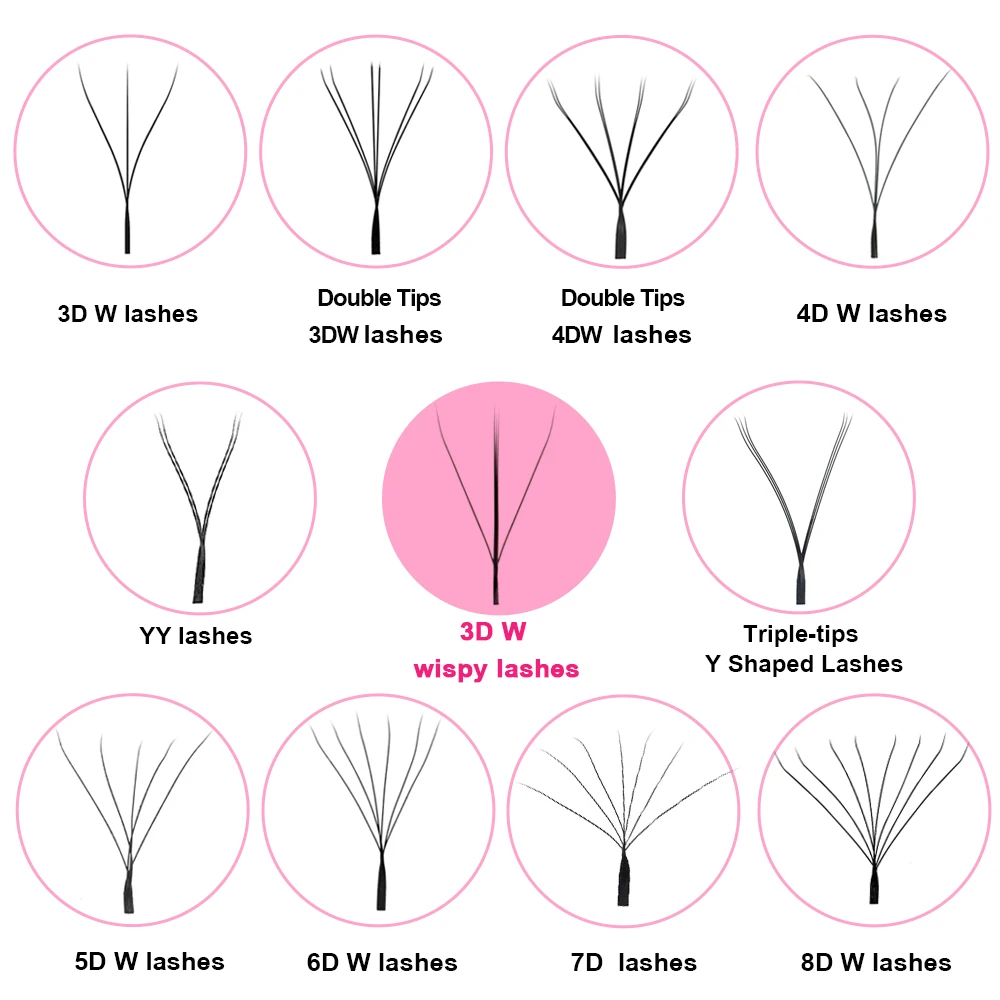 SP EYELASH Soft Matte Volume Lashes 3DW 5DW 8DW YY W Shaped Lashes Natural Russia Black Eyelash Extension