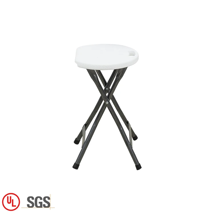 China suppliers white small bar height foldable chairs round hdpe plastic folding bar chair