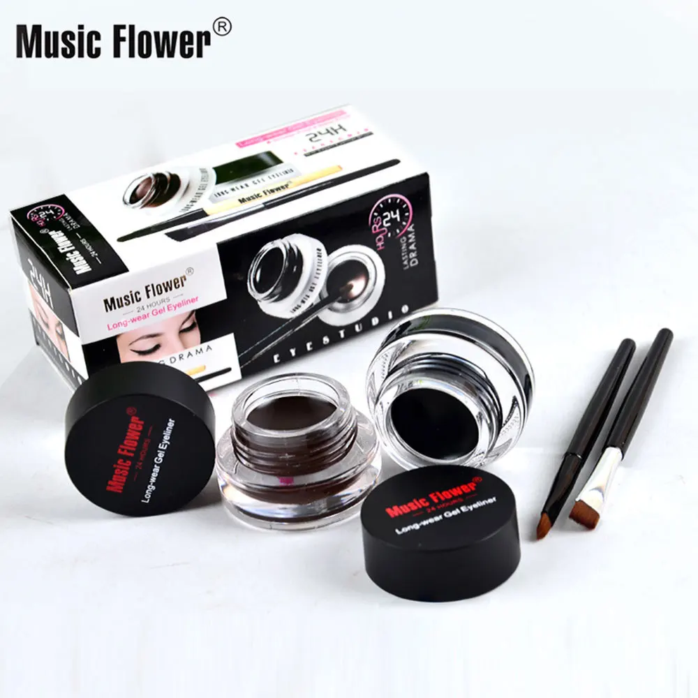 Factory direct sales  Two-tone eyeliner dark brown lip liner lip stain lip liner  2 bottles black + brown