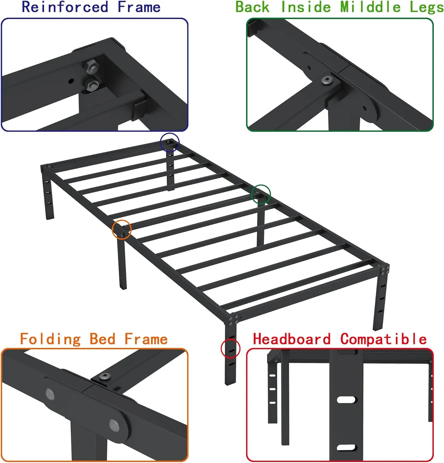 black twin modern hotel steel bed frame full size