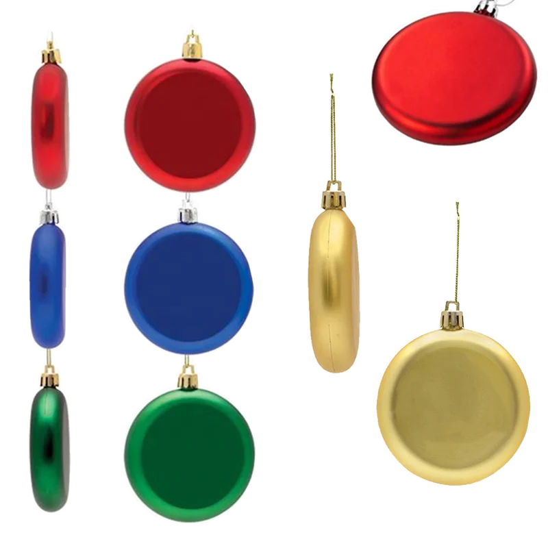 Personalized Shatterproof Plastic Christmas Flat Ball ornaments For Christmas Decoration