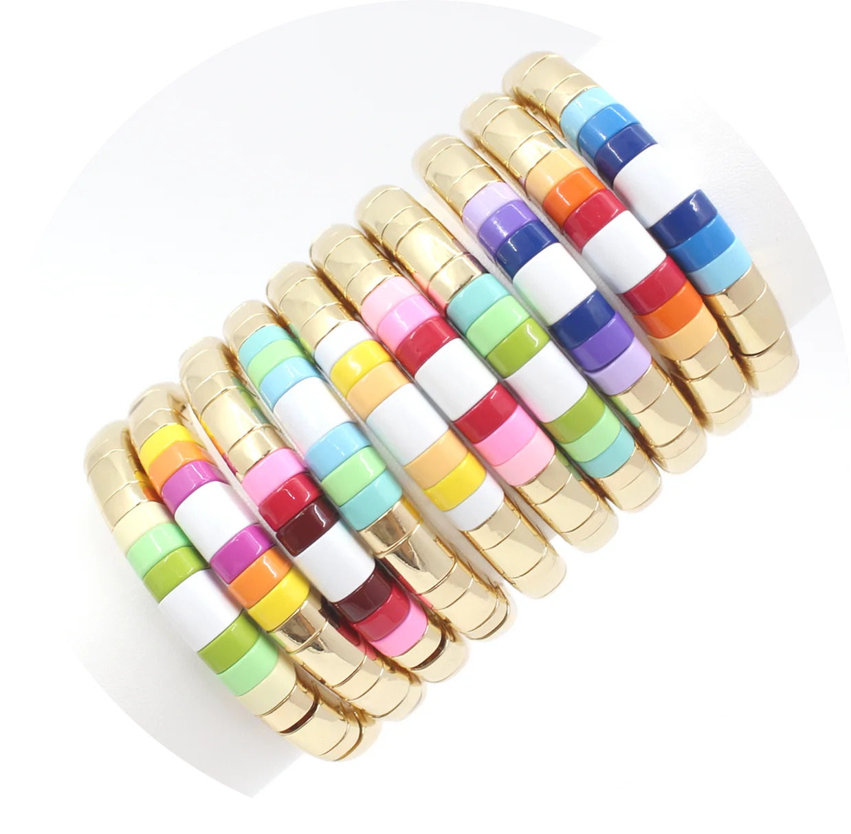 Global Hot Selling Enamel Bracelet Ceramic Tile Personality Geometric Color Matching Premium Bracelet Banquet Accessories