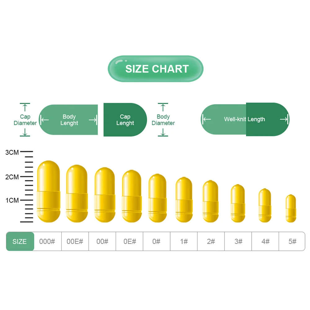 Laerui Factory Custom Wholesale Pharmaceutical HPMC Solid Color Empty Pill Capsule Pharma Grade Capsule Shell Size 00