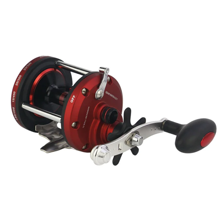 12BB Drum Trolling Fishing Reel Round Baitcasting Reel Metal Spool Right Hand Large Saltwater jigging Reels Sea Fishing Wheel