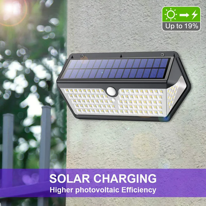 Наружные Настенные светильники для безопасности, высокая яркость, 2200 мАч, угол обзора 270 градусов, водонепроницаемые солнечные светильники, 128 светодиодов на солнечных батареях