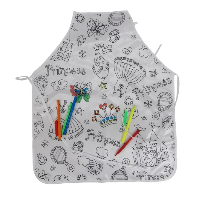 Children develop imaginative coloring painting white fabric DIY graffiti apron