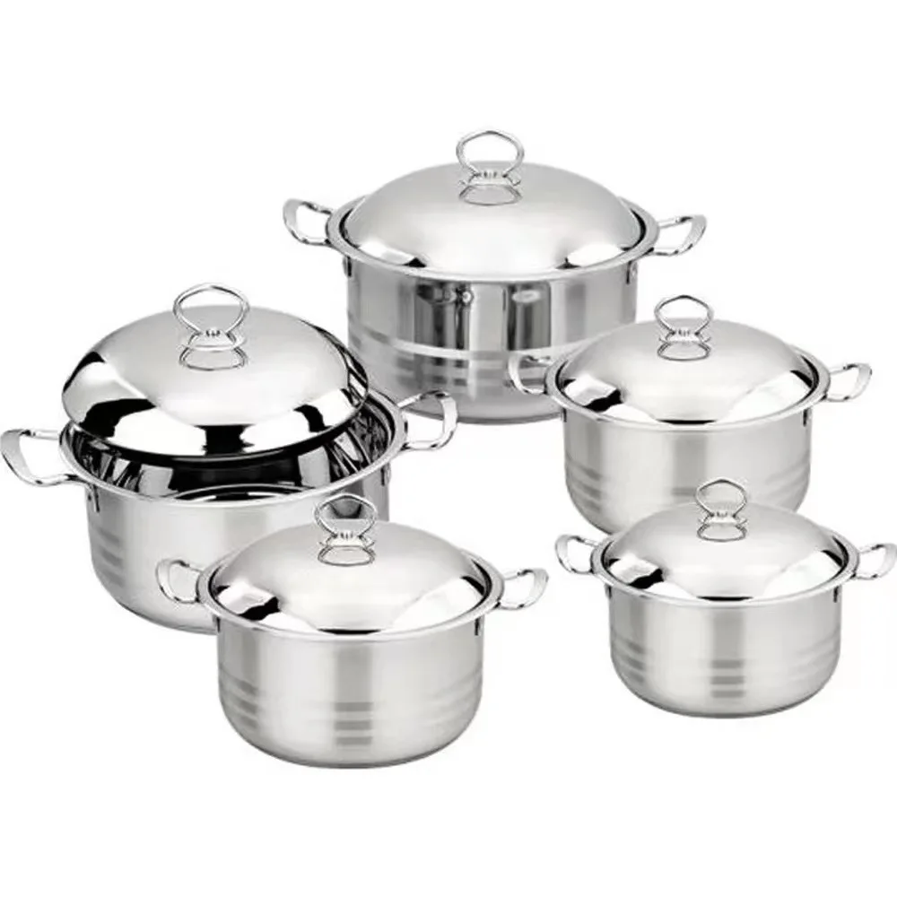 Dinnerware 22/24/26/28/30CM 5pcs set Stainless Steel Cookware-Set Home Use Kitchen Accessories Set Cookware