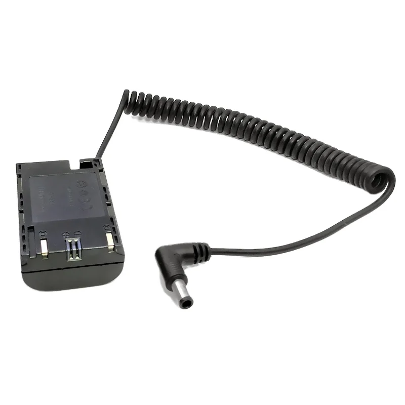 Decoded Dummy Battery LP-E6 DC Coupler With 5.0*3.0 Male Spiral Cable for Canon R5 R6 5DII 5DIII 5DIV 6D 6DII 70D 7D 7DII 80D