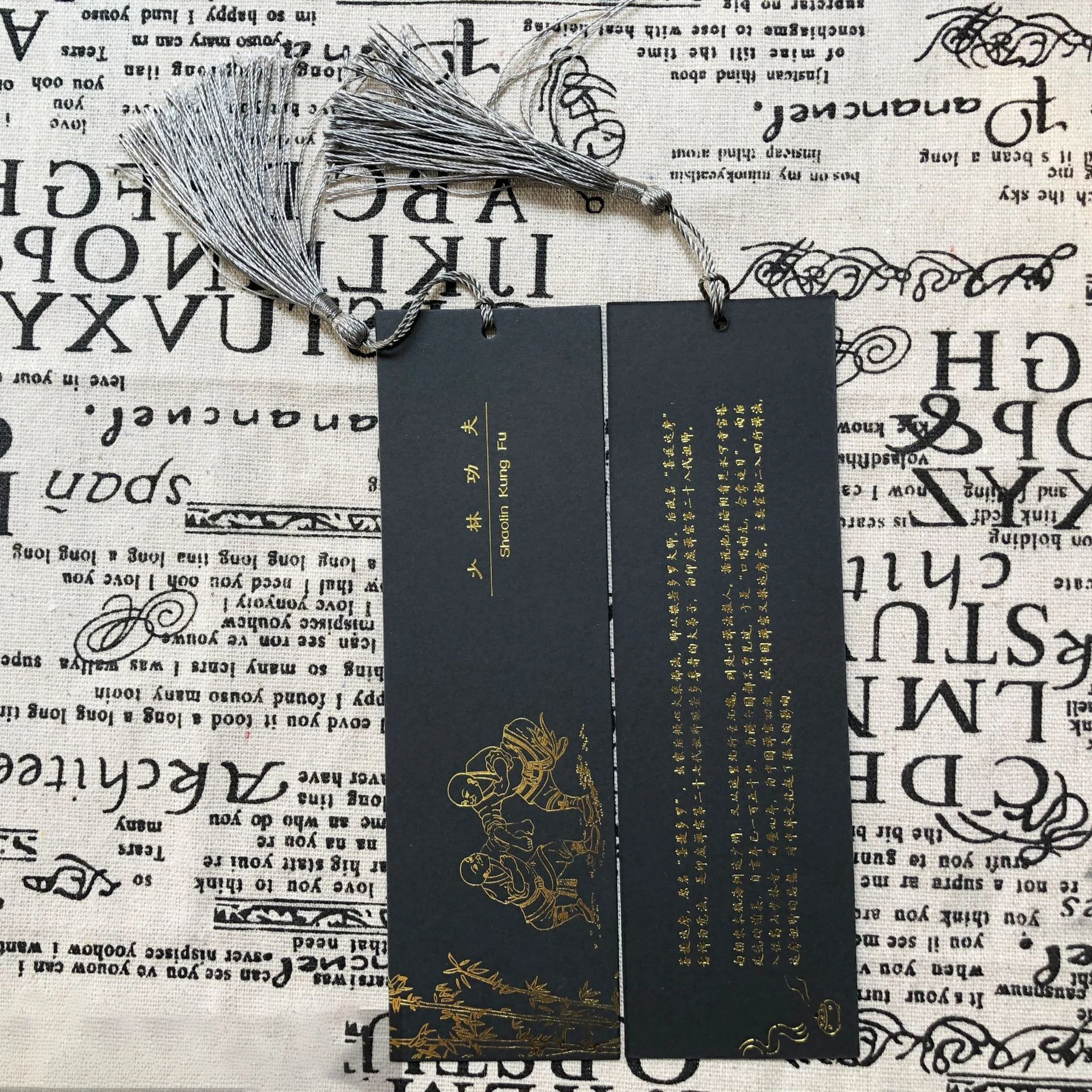 Винтажная Золотая фольга Книжная Закладка черного цвета из крафт-бумаги с пользовательским логотипом