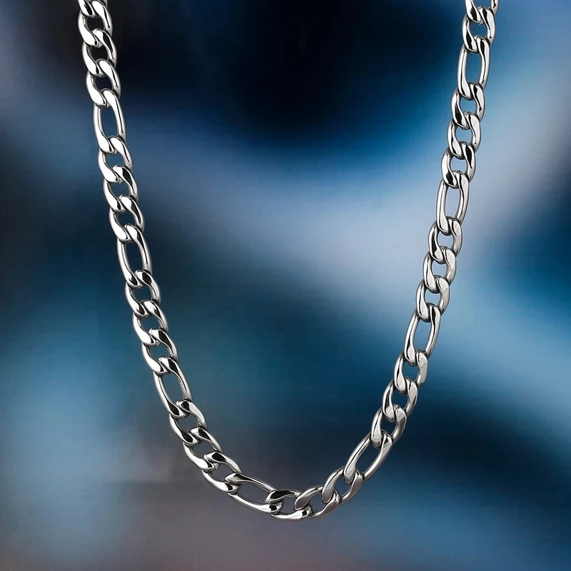 
 KRKC & CO хип хоп оптовая торговля цепочка ожерелье хорошее качество 7 мм нержавеющая сталь Фигаро Цепь   (62243428910)