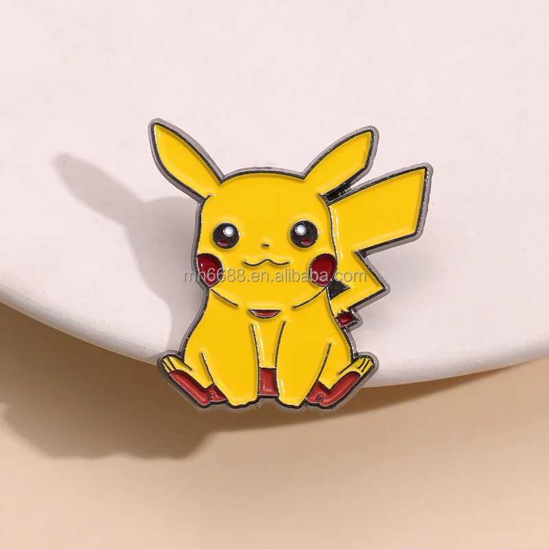 Wholesale Animal Pokermon Cartoon Metal Brooch hat pins Anime Lapel Badge Custom glitter Enamel frame Pin for hat