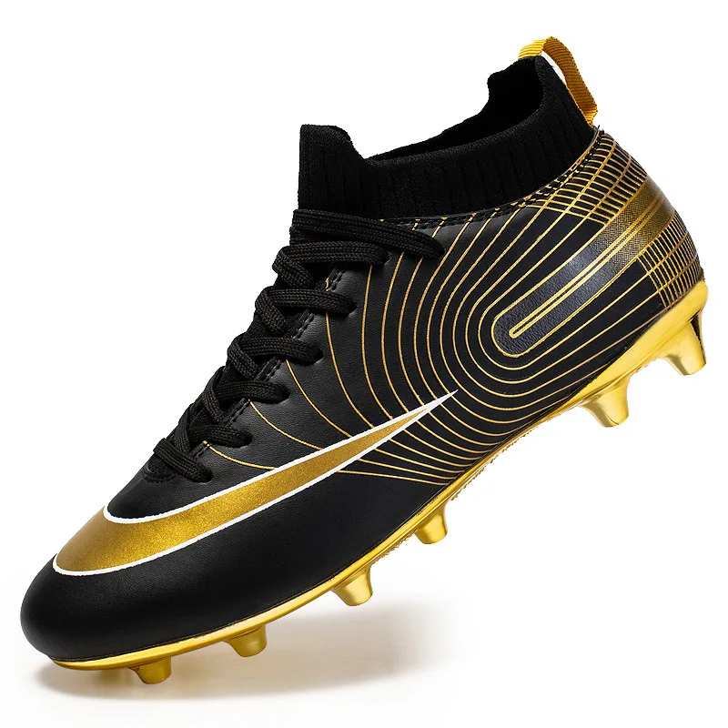 Golden football boots shoes pu material chuteiras society multi colors chuteira campo football soccer training shoes