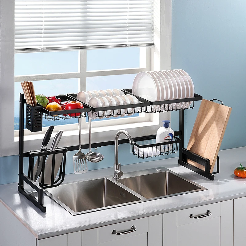 
Over The Sink 85cm Stainless Steel Drying Kitchen Racks Metal Sink Dish Drainer Rack over the sink dish rack kitchen storage 