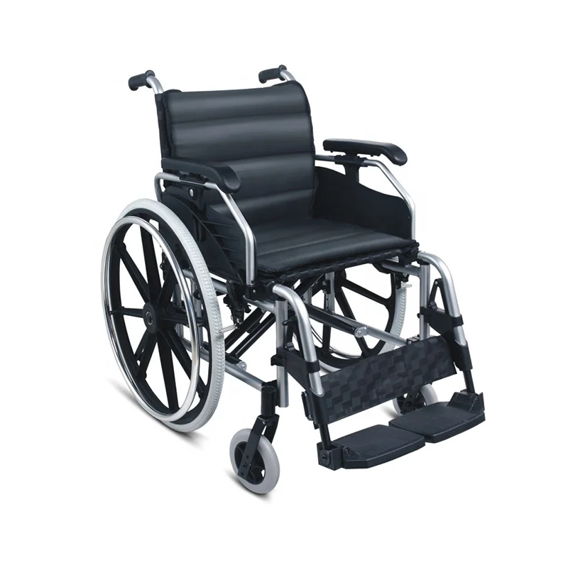 Handicapped equipment outdoor folding aluminum manual wheelchair for elderly people