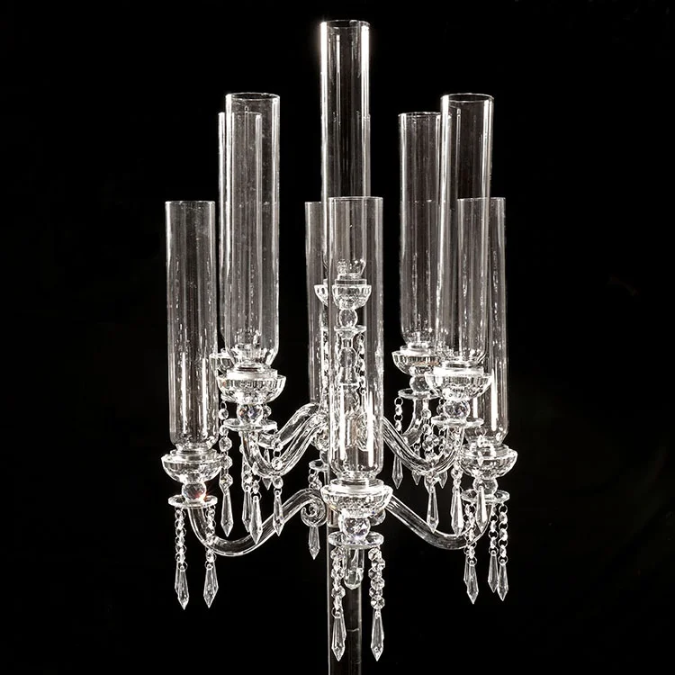 Mh-zt299  9 Arms Tall Candlestick Wedding Table Crystal Candelabra Wedding Centerpieces