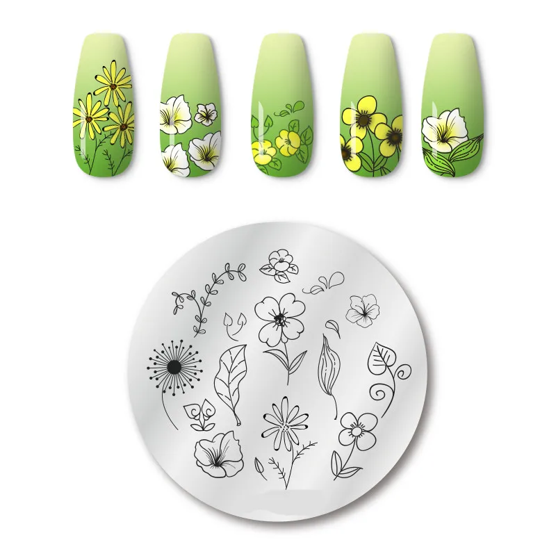 Nail Art Template Stamping Plate Design Flower Animal Glass Temperature Lace Stamp Template Plate Image