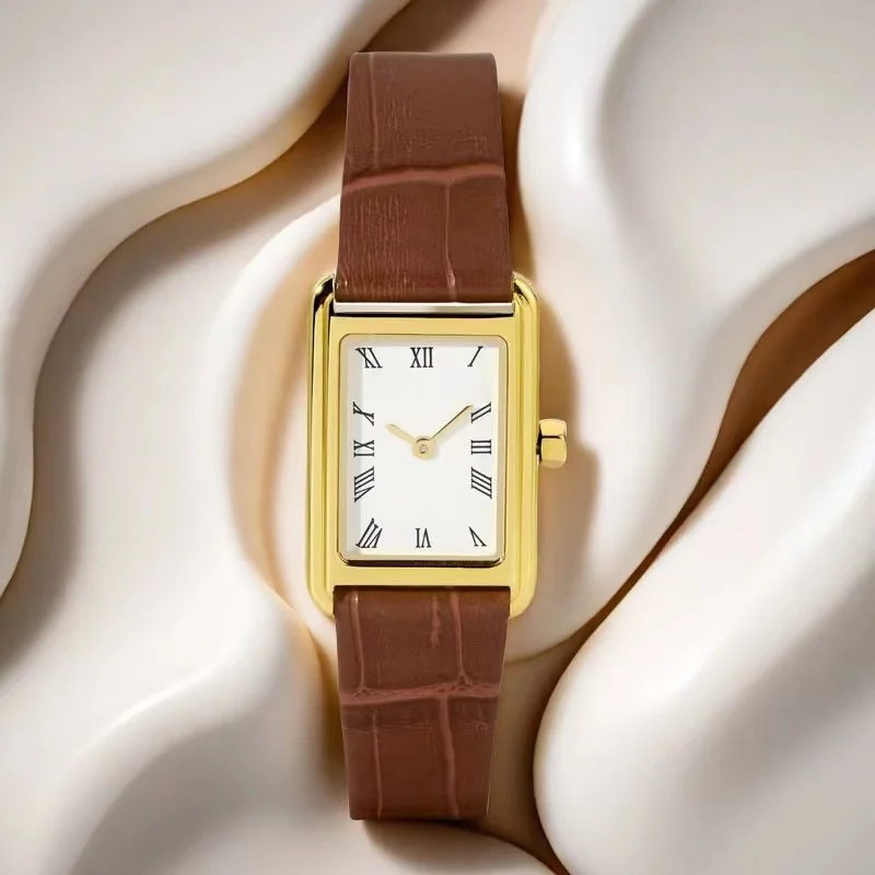 Top Quality Elegant Square Watch Factory Price Alligator Italy Leather Ladies Watch