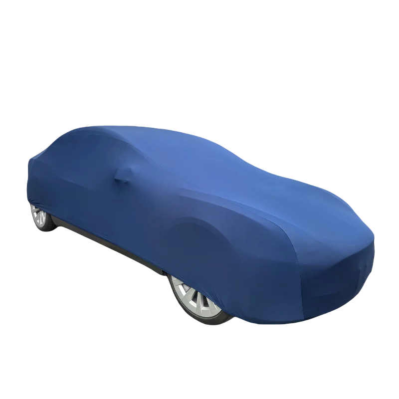 Custom Soft Fleece Breathable Spandex Car Cover Blue Indoor Car Cover Sheets Anti Dust Full Body Indoor Car Cover