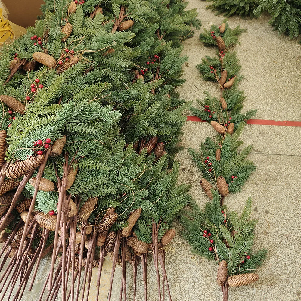 180CM PE Pine Leaves Garland For Christmas Decorations Artificial Pine Cone Hanging Fireplace Long Garlands