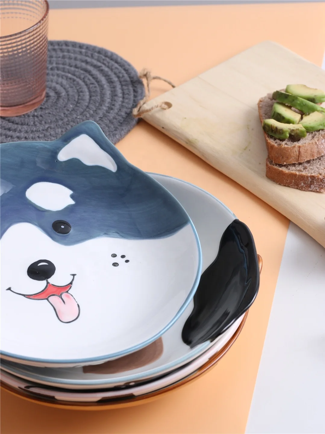 8 дюймов фарфор стильная мультяшная собака мопс тема чаши для фруктов закуски лапша приправы гарниров мороженое красивый дизайн