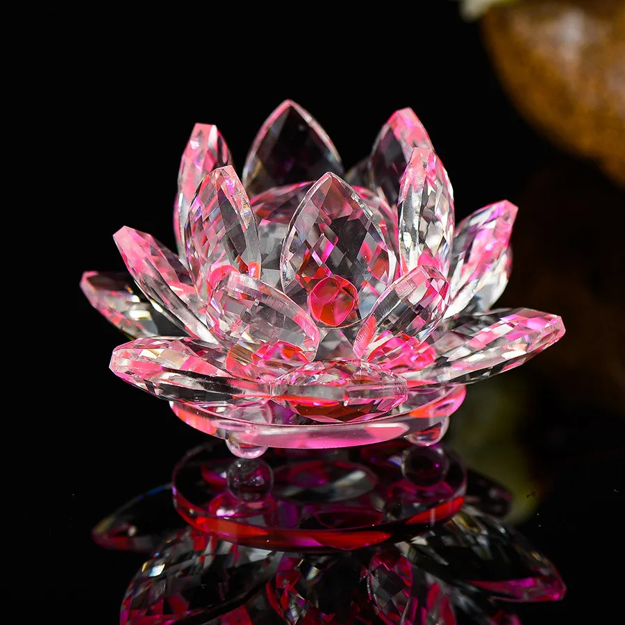 New Gifts Beautiful Crystals Crafts For Home Decoration Colorful Crystal Lotus Flower Candle Holder