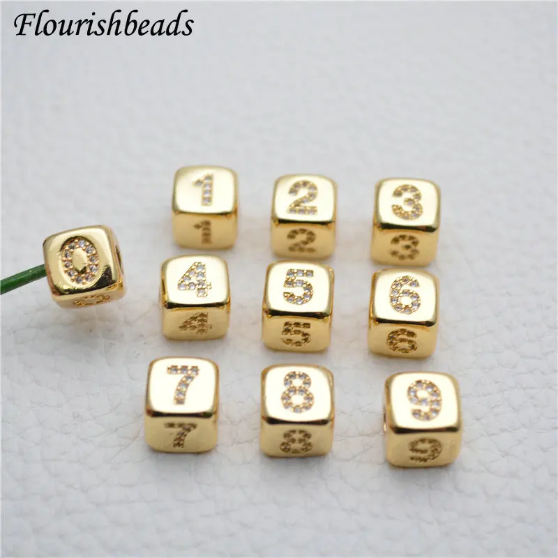 18k Gold Plated Square Beads Pendant Cube for DIY Bracelet Loose Beads Accessories Spacer Beads