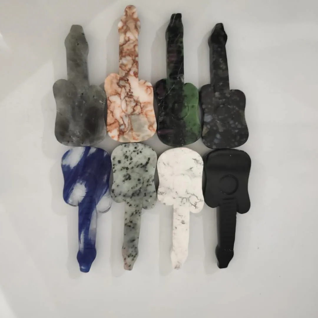  Хит продаж резьба из натурального кварцевого кристалла ручная по гитаре Howlite кальдалитовый кристалл подарки для