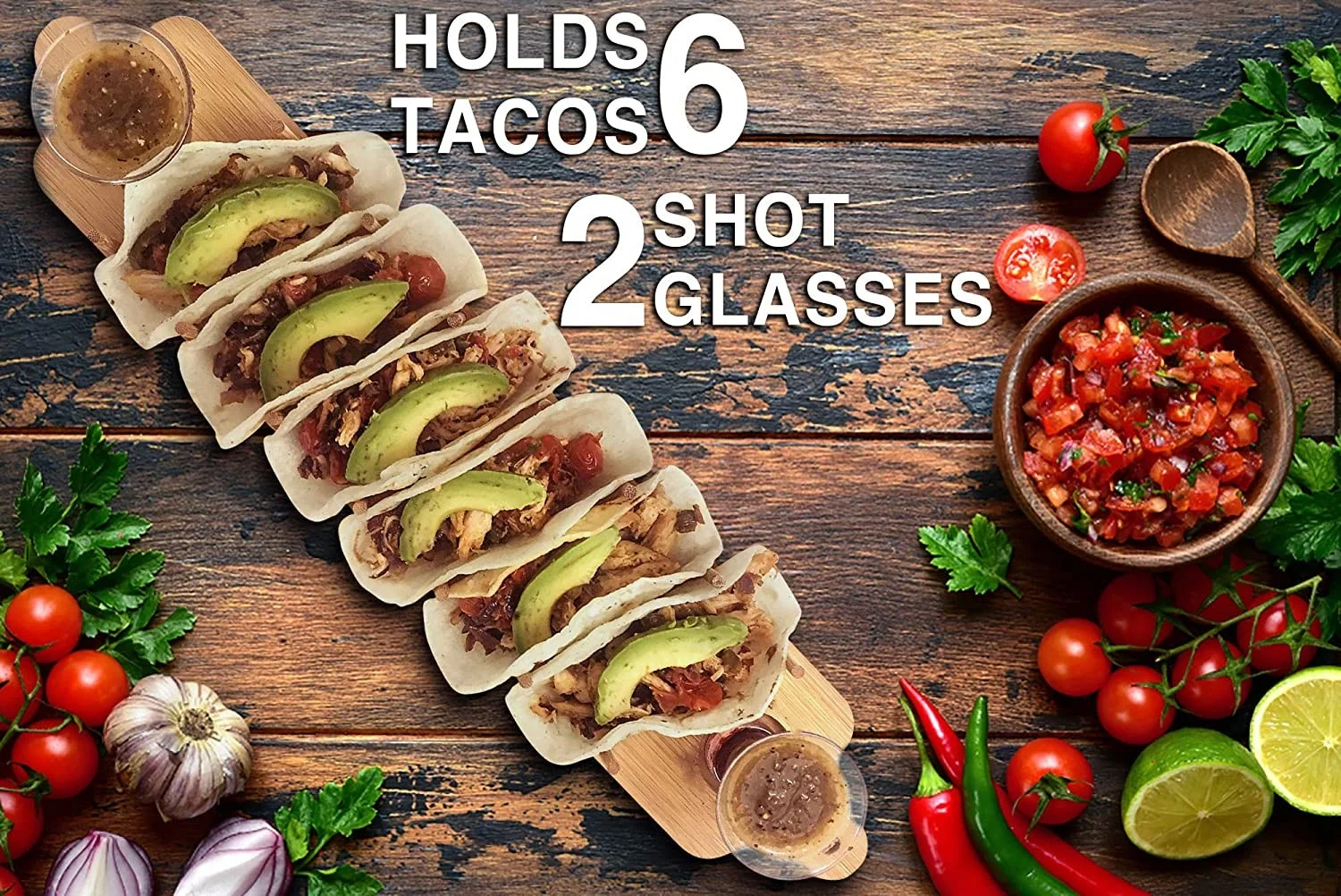 Wooden Bamboo Taco Holder Stand