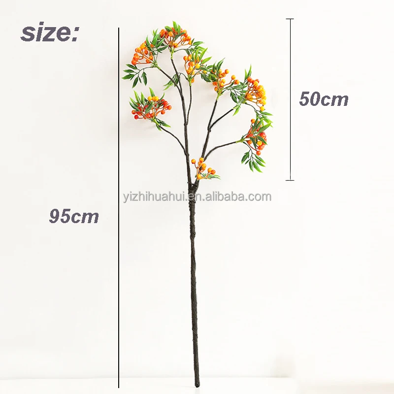 wholesale artificial red berry branch berries cuttings home decoration fruit plant branches realistic vase ornaments