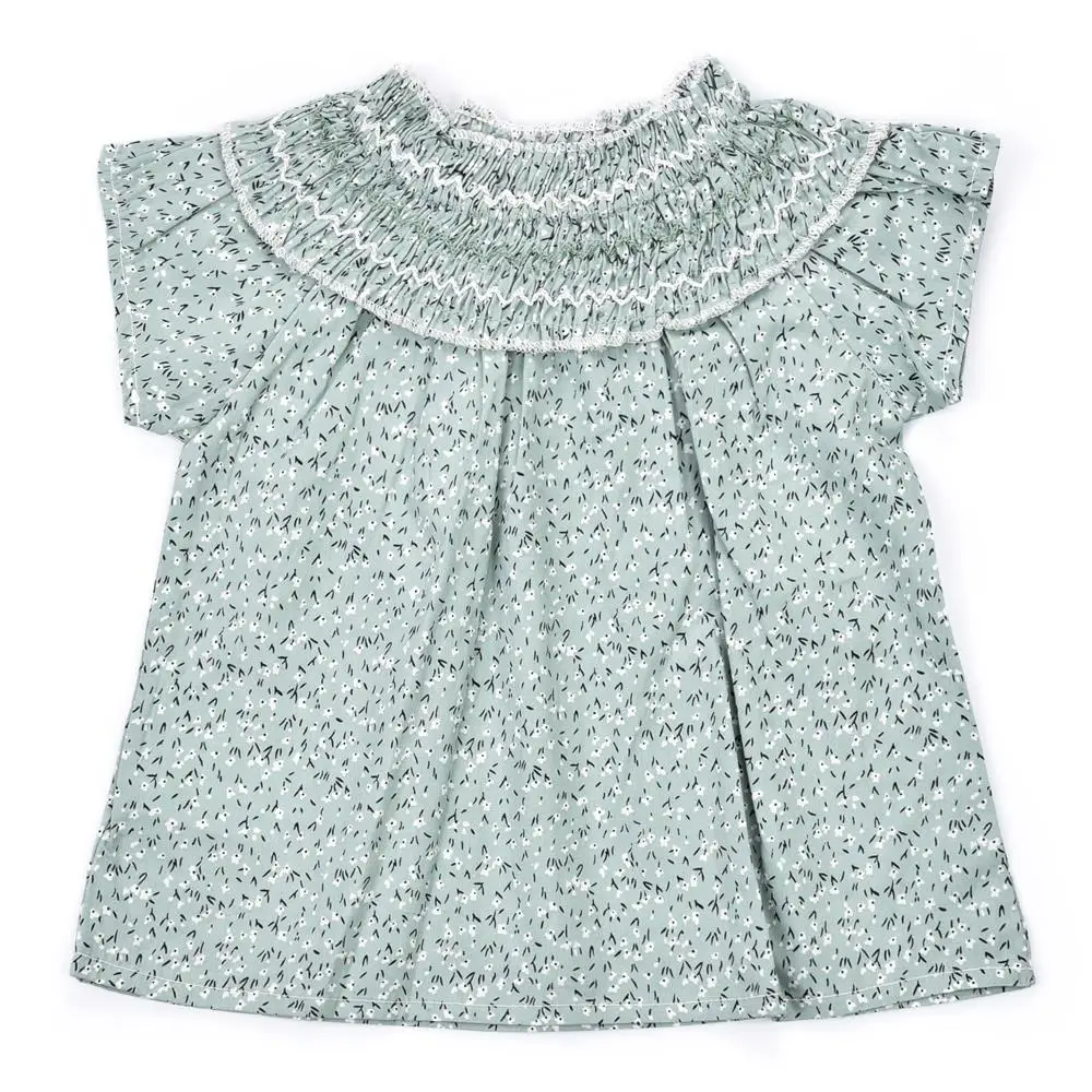 
2020 New arrival all over flower print 100% cotton baby kids girls top shirt blouse 
