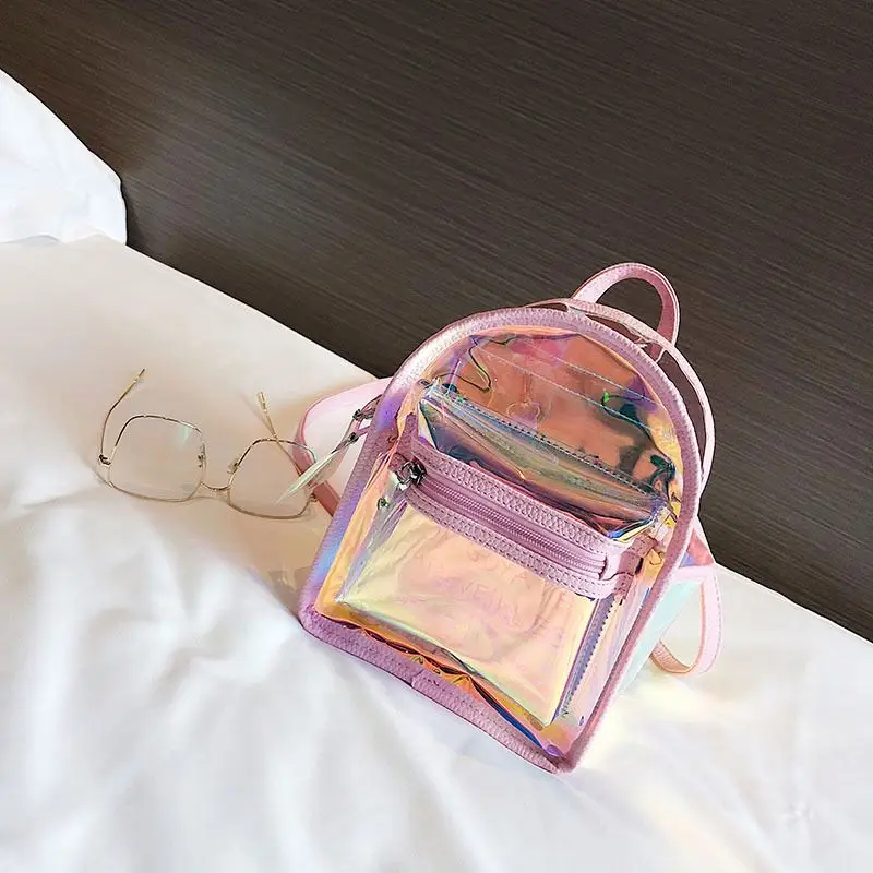 Lingyue NB2023 Fancy Set Bag Laser Transparent Holographic Backpack For Teenage Girls