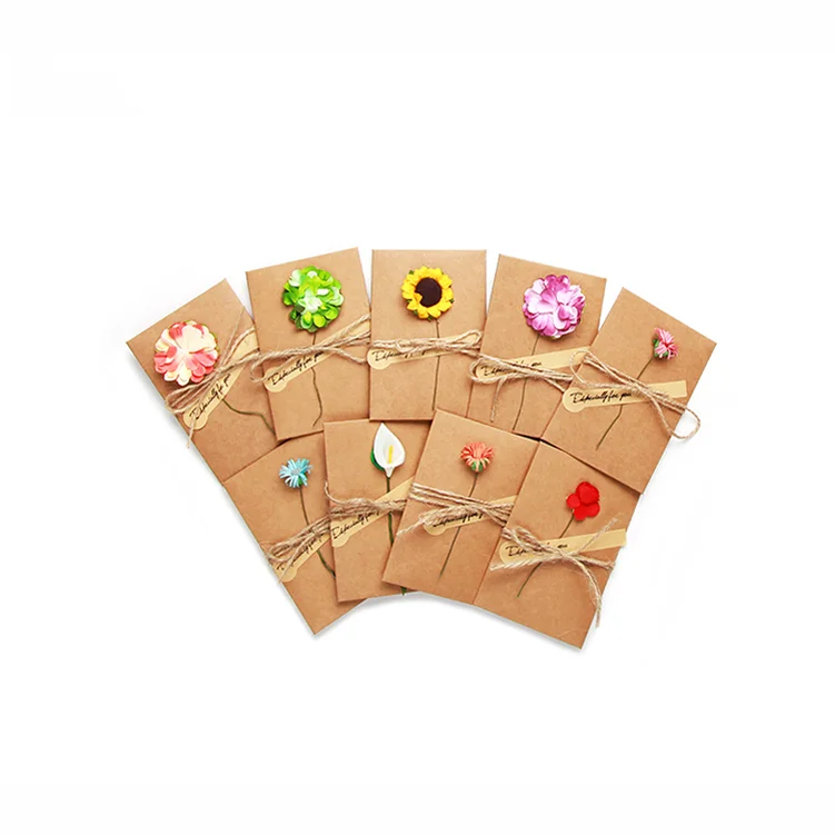 
Wholesale Custom Flower Design Kraft Paper Handmade Greeting Card 