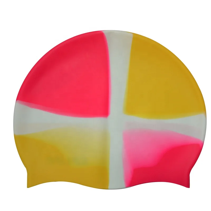 Custom printed logo silicone swim hat adult and youth silicone cap mixed colors waterproof hair care swimming cap