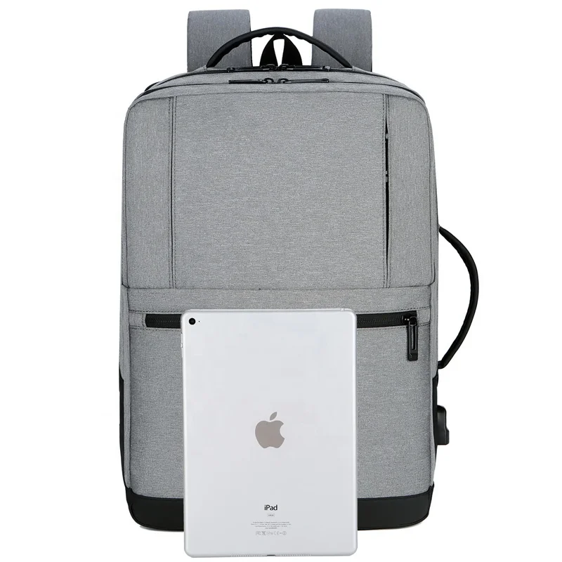 Custom Logo Grey Stylish Waterproof Students School Backpack Boys Shockproof Laptop Bag Large School Backpack