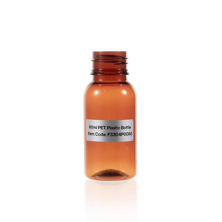 Wholesale Round Amber Small Container 60ml PET Plastic Syrup Bottles for Oral Liquid Packaging