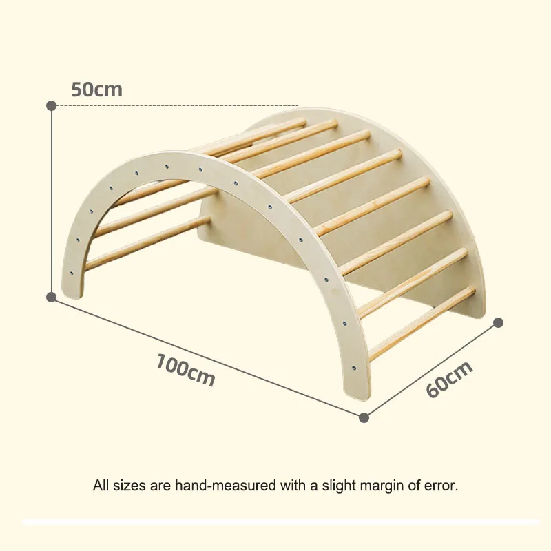 High Quality Indoor Sensory Training Toy Montessori Arched Climbing Frames Semicircle Climbing Frame with Mat and Pendant