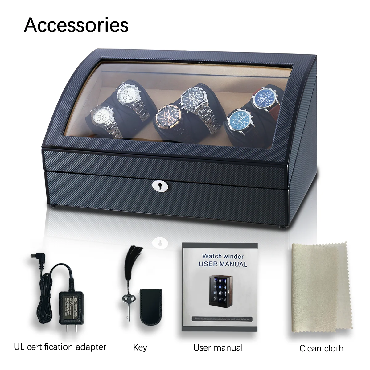2024 New Design Modern Super Silent Stepping Motor 6+6 Watch Winder Case Wooden Box With Flexible Plush Pillow