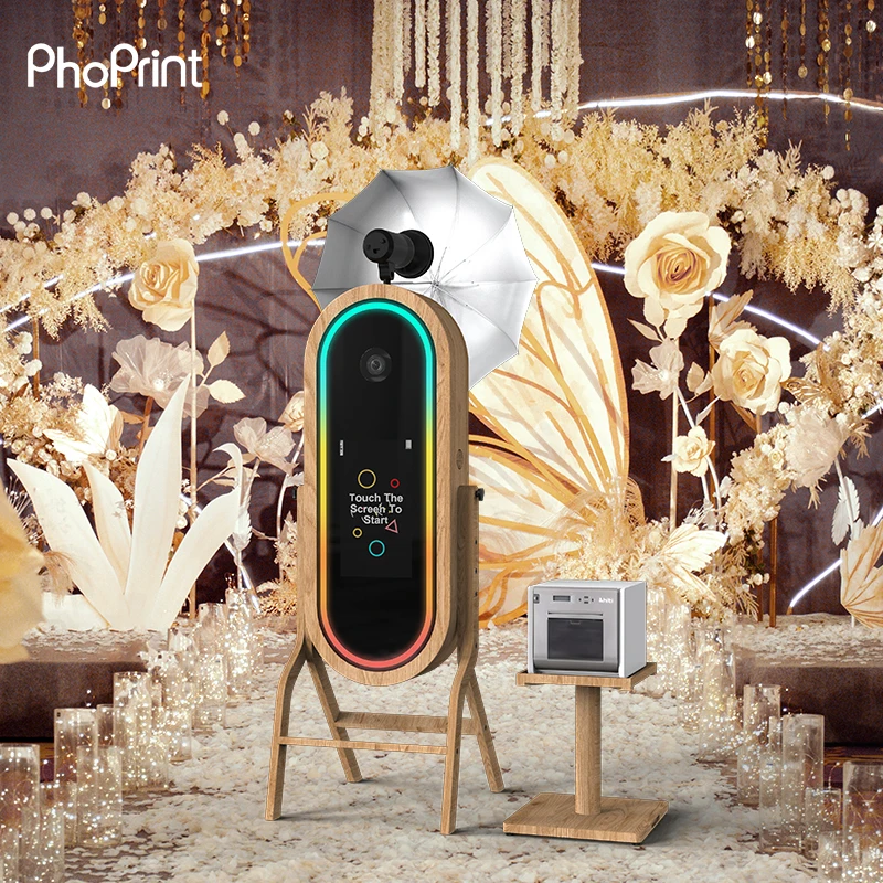 Phoprint Touch Screen Wooden Magic Mirror Photo Booth Machine  For Party