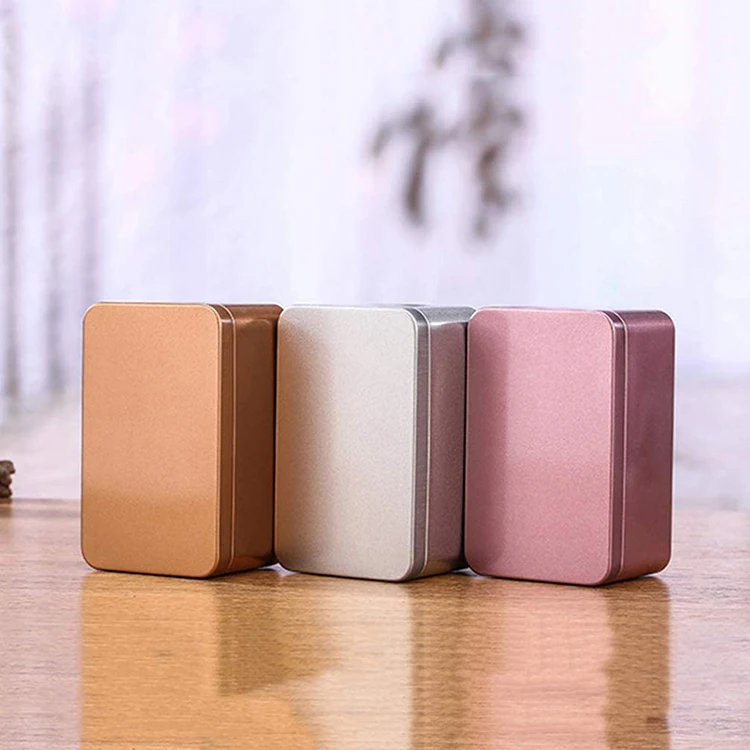 Hot Metal Empty Container Gift Tin Tea Candy Jewelry Storage Box Metal Rectangular Tin
