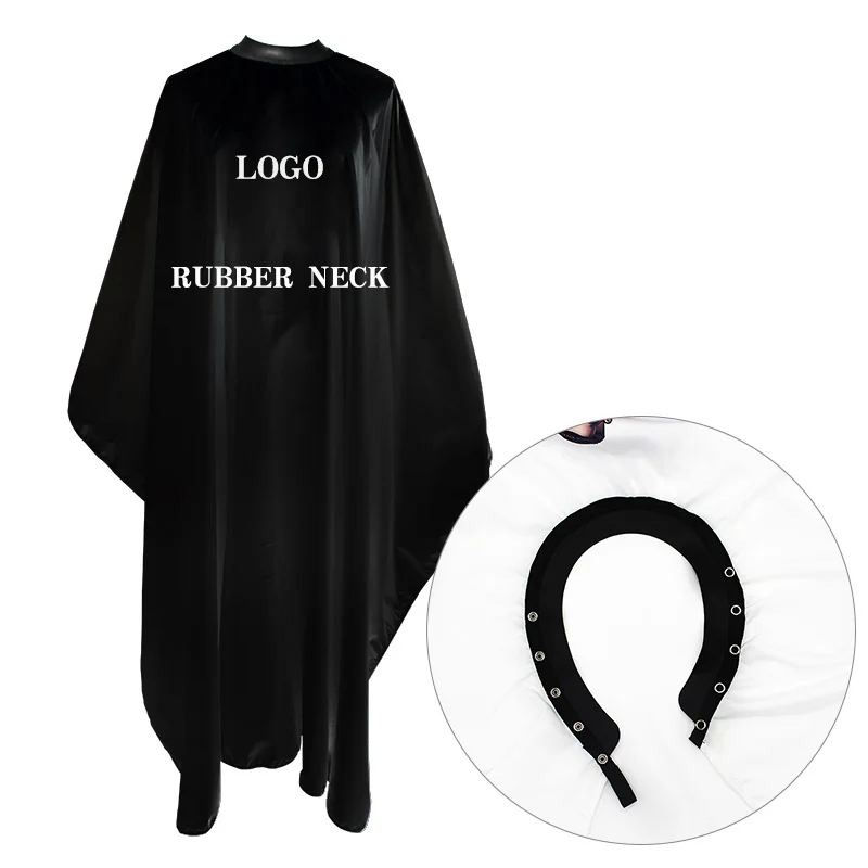 Polyester Custom Logo Hair Salon Makeup Haircut Gown With Rubber Silicone Snap White Black Barber Apron Hairdresser Capes