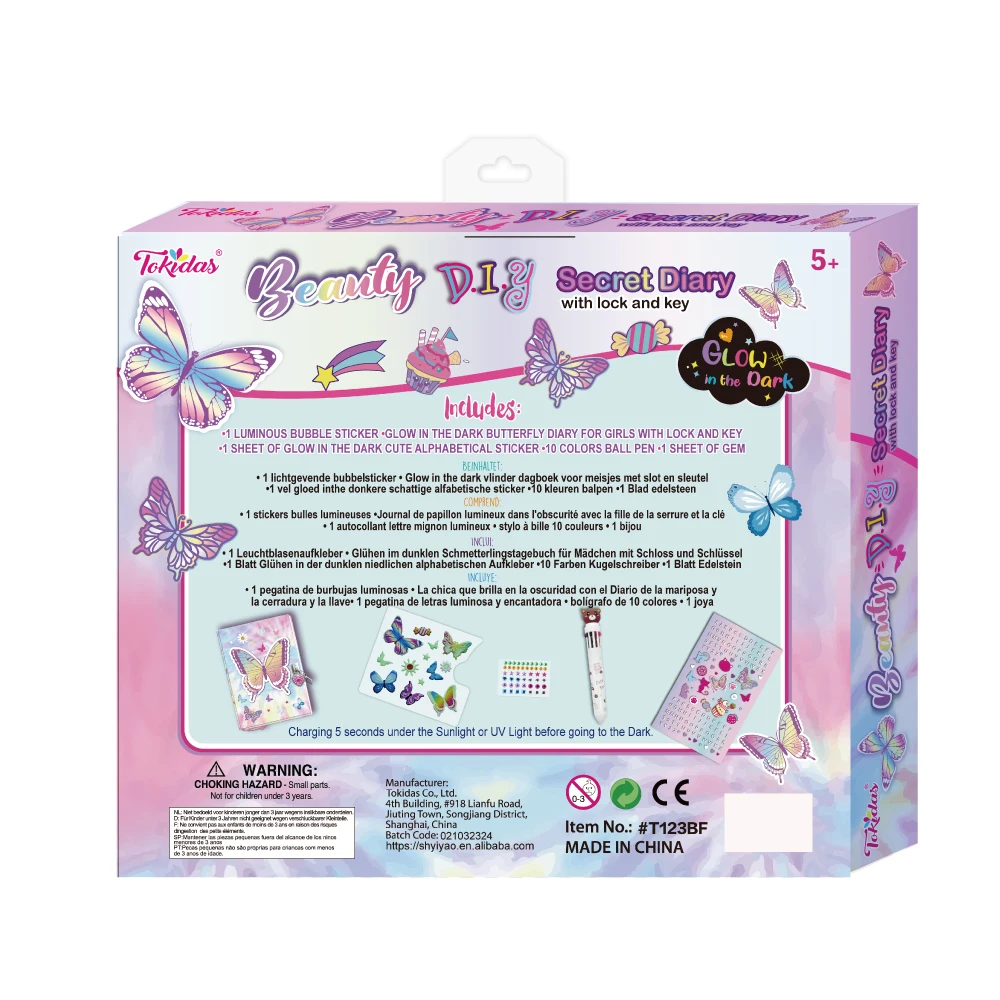 2024 Kids Stationery Set Beauty DIY Secret Dairy Set  Lock and Key Glow in the Dark Set Kids Toys