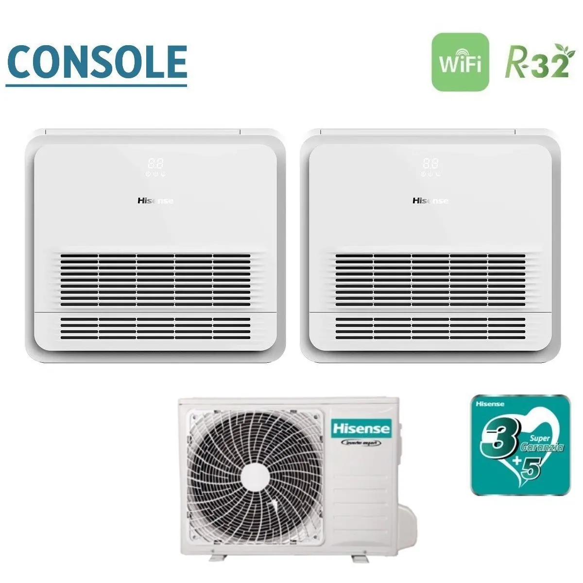 Climatizzzatore Condizionatore Hisense двойная сплит-консоль 9 + con 2AMW52U4RXC R-32 Wi-Fi опционально Telecomando di Serie Incluso 90