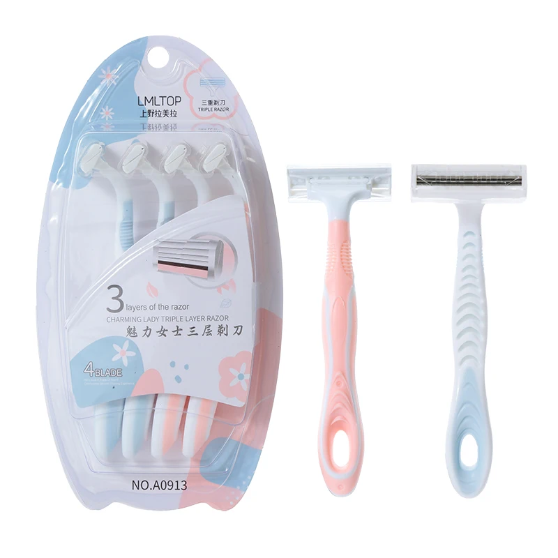 Частная этикетка нож для бритья 4 шт./компл. с тройным Лезвием средства ухода за кожей в подмышечной области удаления волос Бритва женщин бритва триммер электрическая A0913