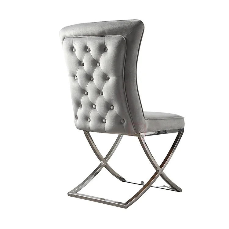 
Modern silver frame grey velvet dining chair of high quality 