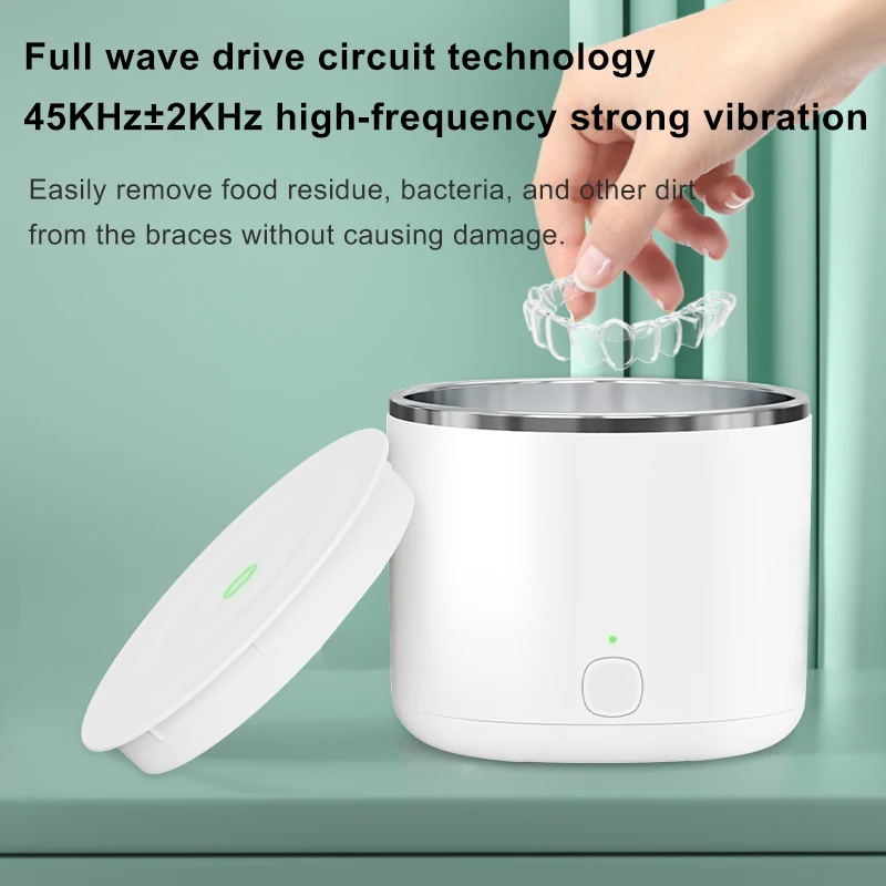 Household Portable Mini Home Use Jewelry False Teeth Dental Aligner Retainer Cleaning Machine UV Ultrasonic Denture Cleaner