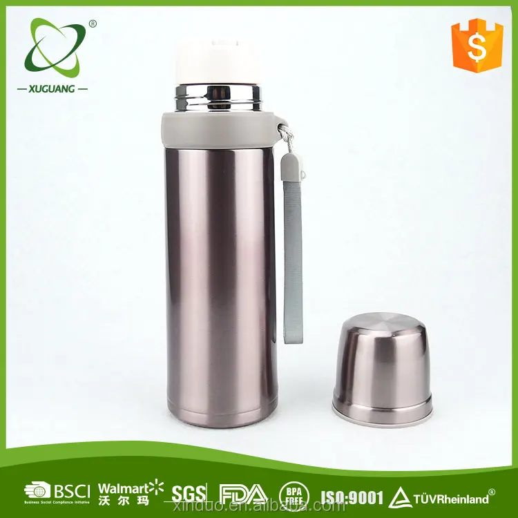 Wholesale factory double wall stainless steel Tea mug bottle hot and cold  water bottle bullet style thermoses with rope handle