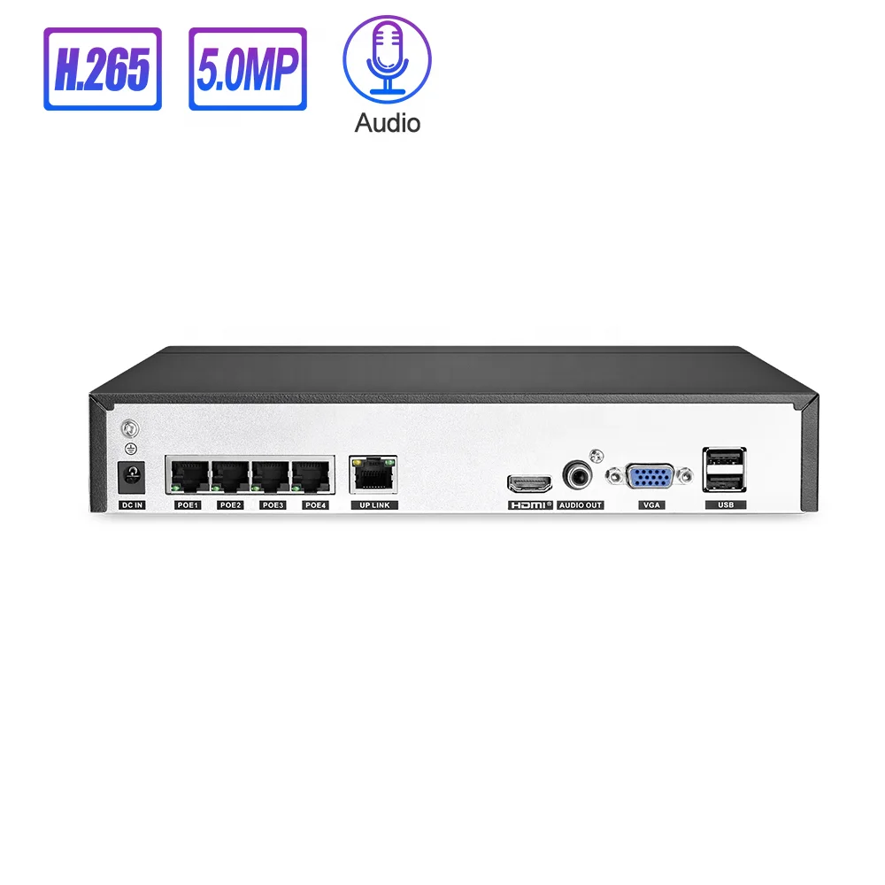 Облачное хранилище h265 p2p 4ch poe nvr сетевой видеорегистратор IP 5mp cctv nvr